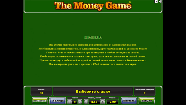 Популярный автомат The Money Game